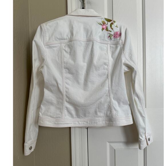 ESCADA White Floral Embroidered Cotton Trucker Jacket Size 42 - Picture 3 of 8